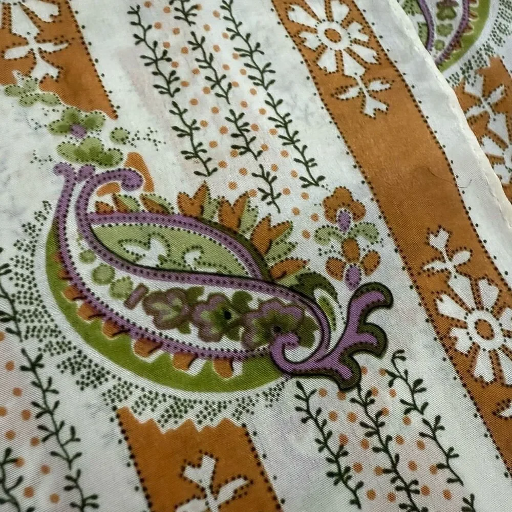 Vintage Cacharel X Glentex Paisley Floral Silk Scarf Hair Neck